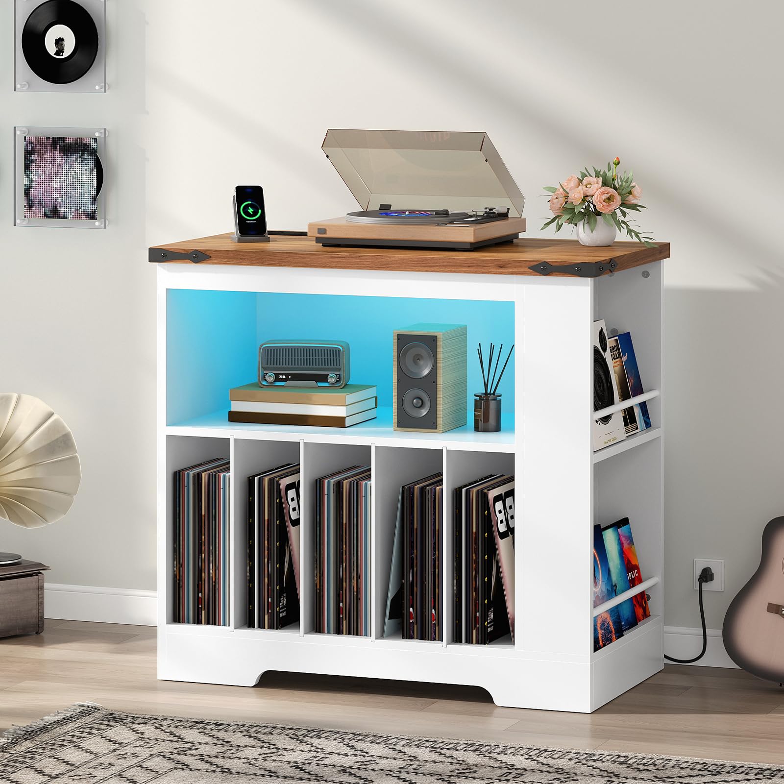 hoobro-living-room-furniture-meuble-vinyle-blanc-led-usb-type-c image 2