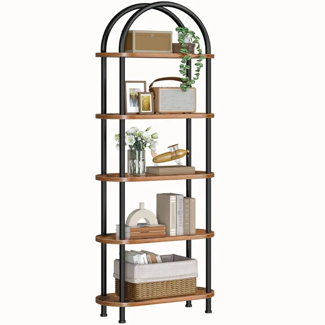 hoobro-biblioth-que-5-niveaux-marron-arche-industrielle image 1