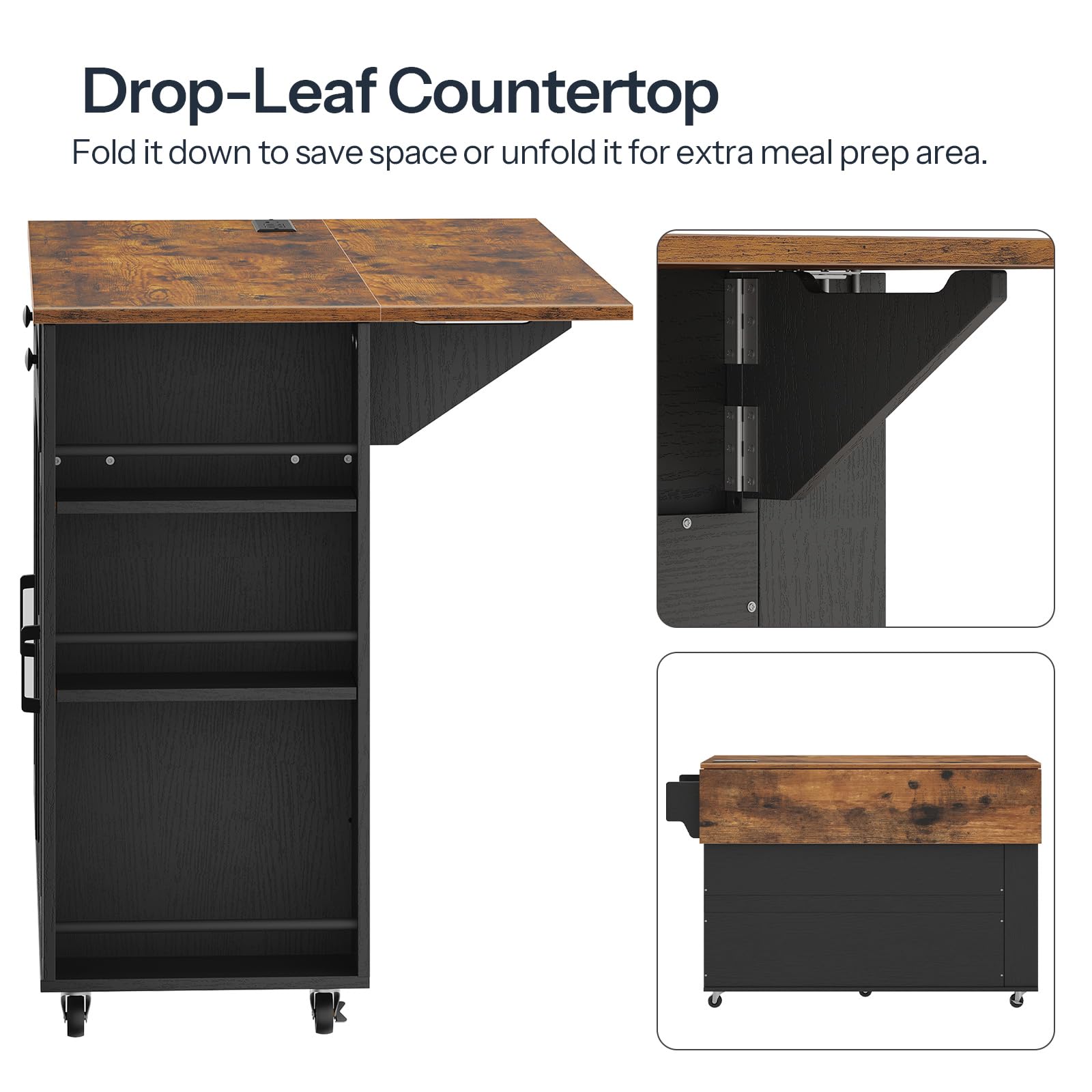 hoobro-kitchen-furniture-lot-cuisine-noir-roulettes-rabattable image 8