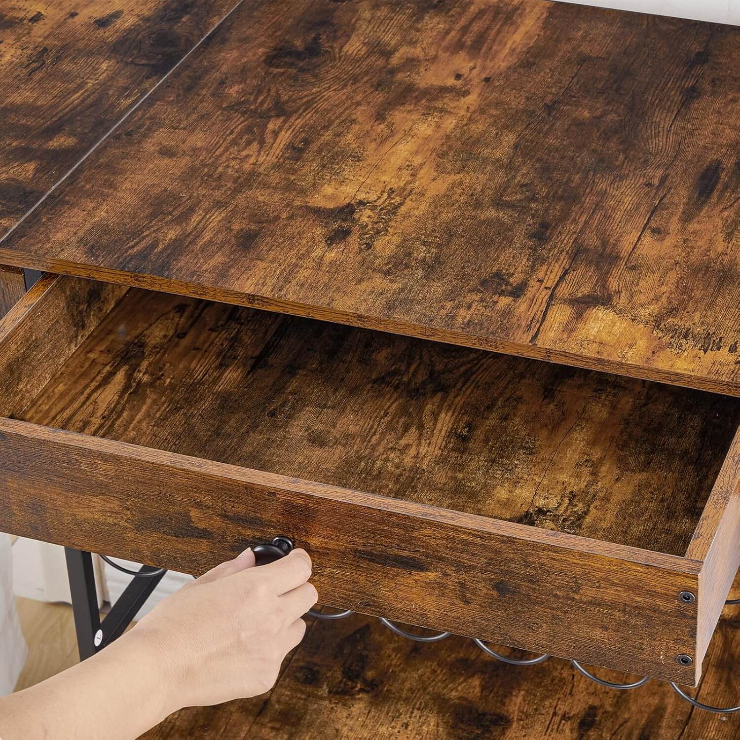 hoobro-table-presse-chaud-3-niveaux-marron-avec-tiroir image 8