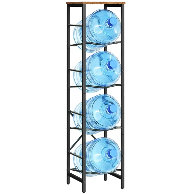 hoobro-storage-racks-porte-bonbonnes-eau-4-niveaux-marron image 1