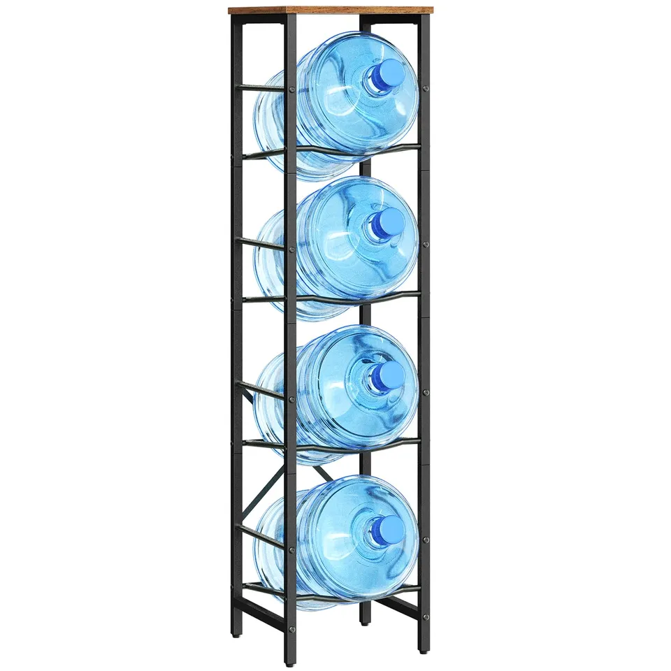 hoobro-storage-racks-porte-bonbonnes-eau-4-niveaux-marron image 1