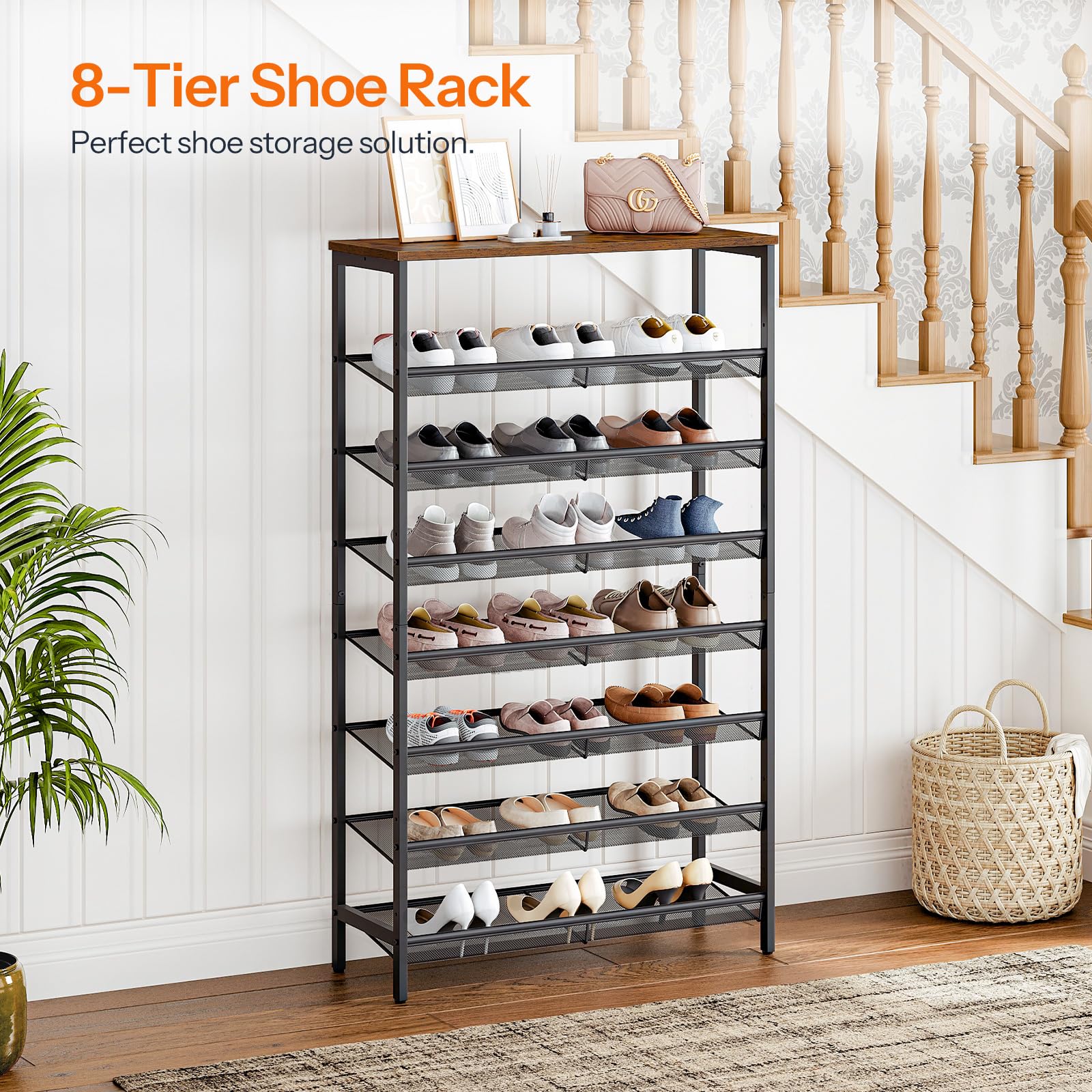 hoobro-shoe-racks-meuble-chaussures-8-niveaux-marron-29-5 image 8