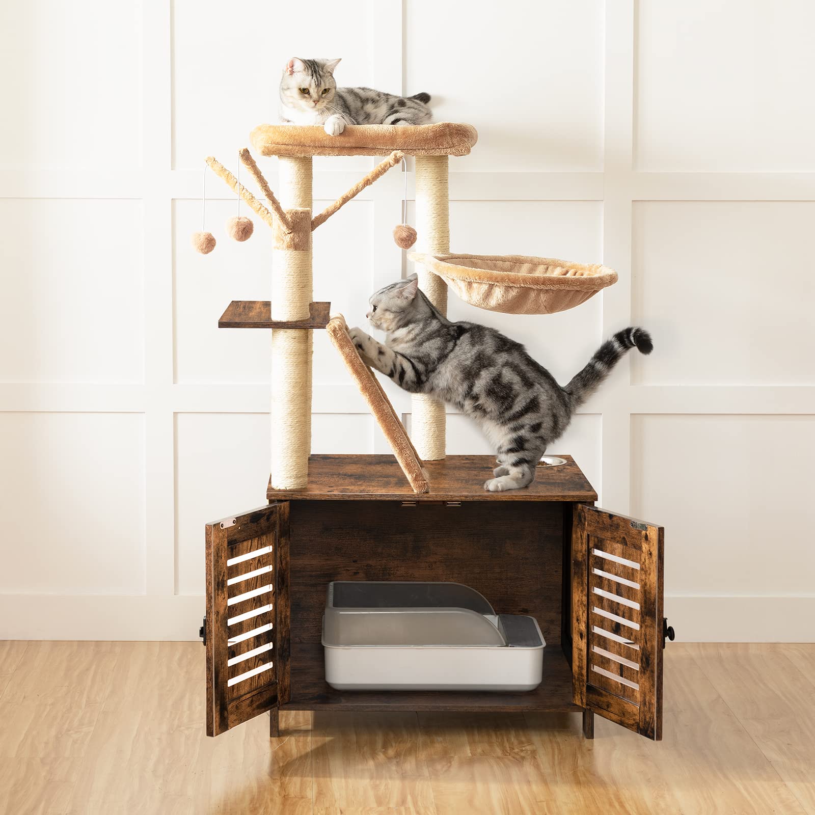 hoobro-pet-furniture-arbre-chat-marron-liti-re-hamac image 4