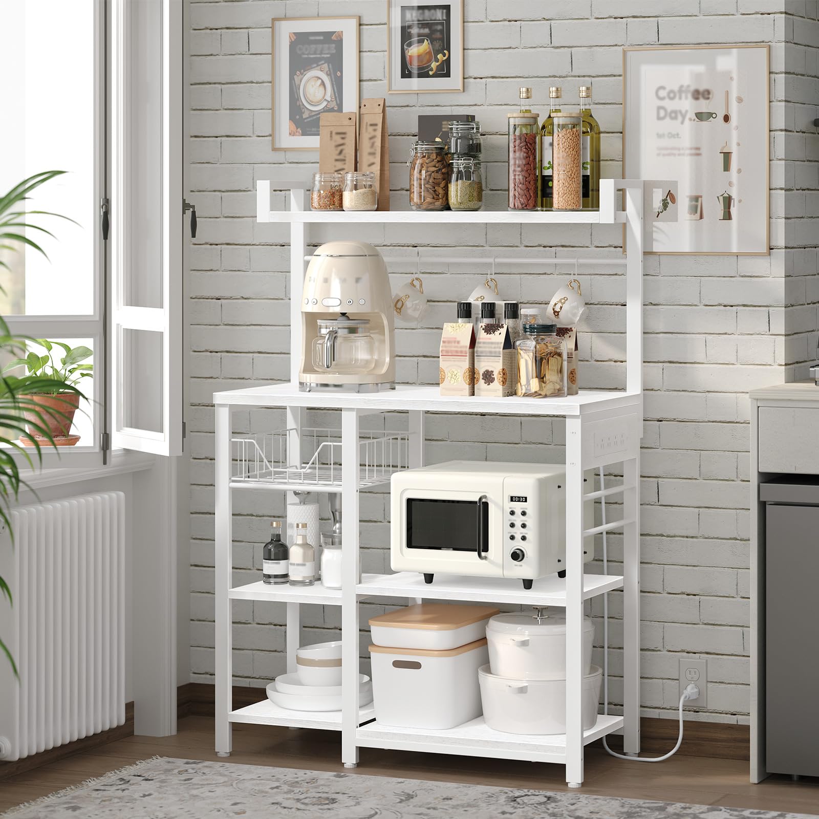 hoobro-desserte-cuisine-wt05hb01-blanche-4-prises-90-cm image 4