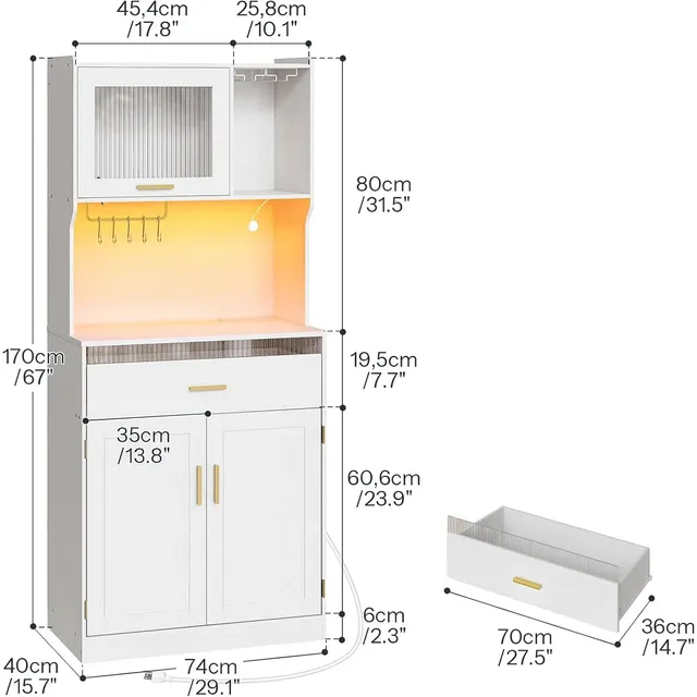 hoobro-armoire-cuisine-blanche-67-pouces-led-et-prises image 1