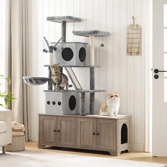 hoobro-pet-furniture-arbre-chat-liti-re-greige image 1