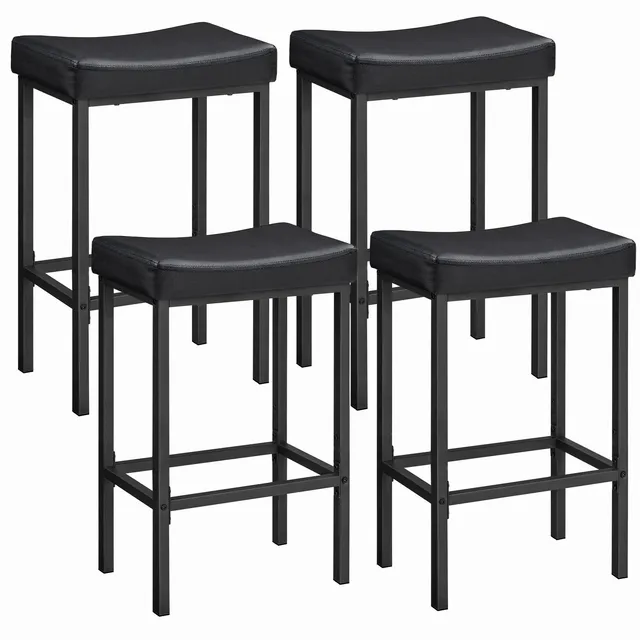 hoobro-lot-4-tabourets-de-bar-noirs-simili-cuir-rembourr-s image 1