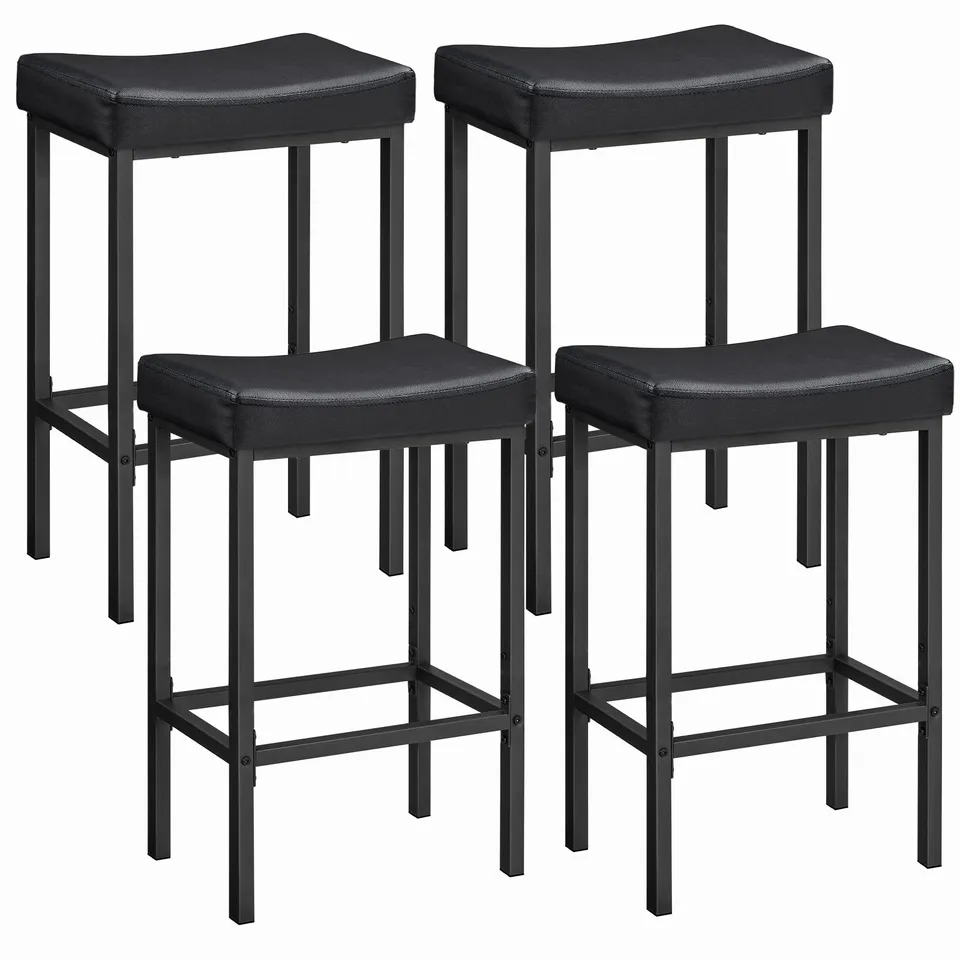 hoobro-lot-4-tabourets-de-bar-noirs-simili-cuir-rembourr-s image 1