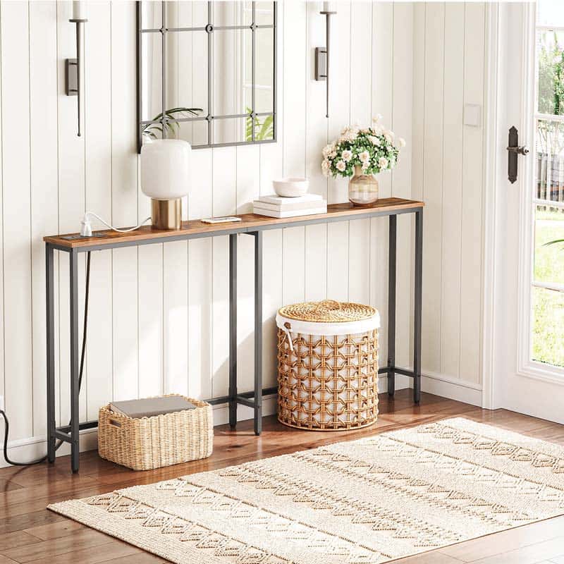 hoobro-console-table-63-pouces-table-console-marron-prise-usb image 4