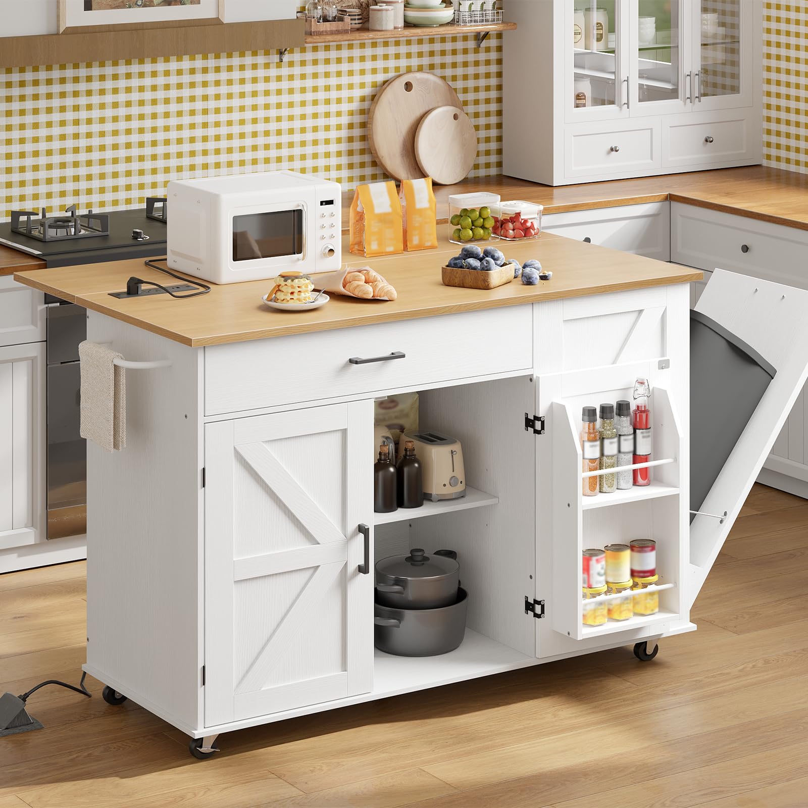 hoobro-kitchen-furniture-lot-cuisine-blanc-roulettes-2 image 2