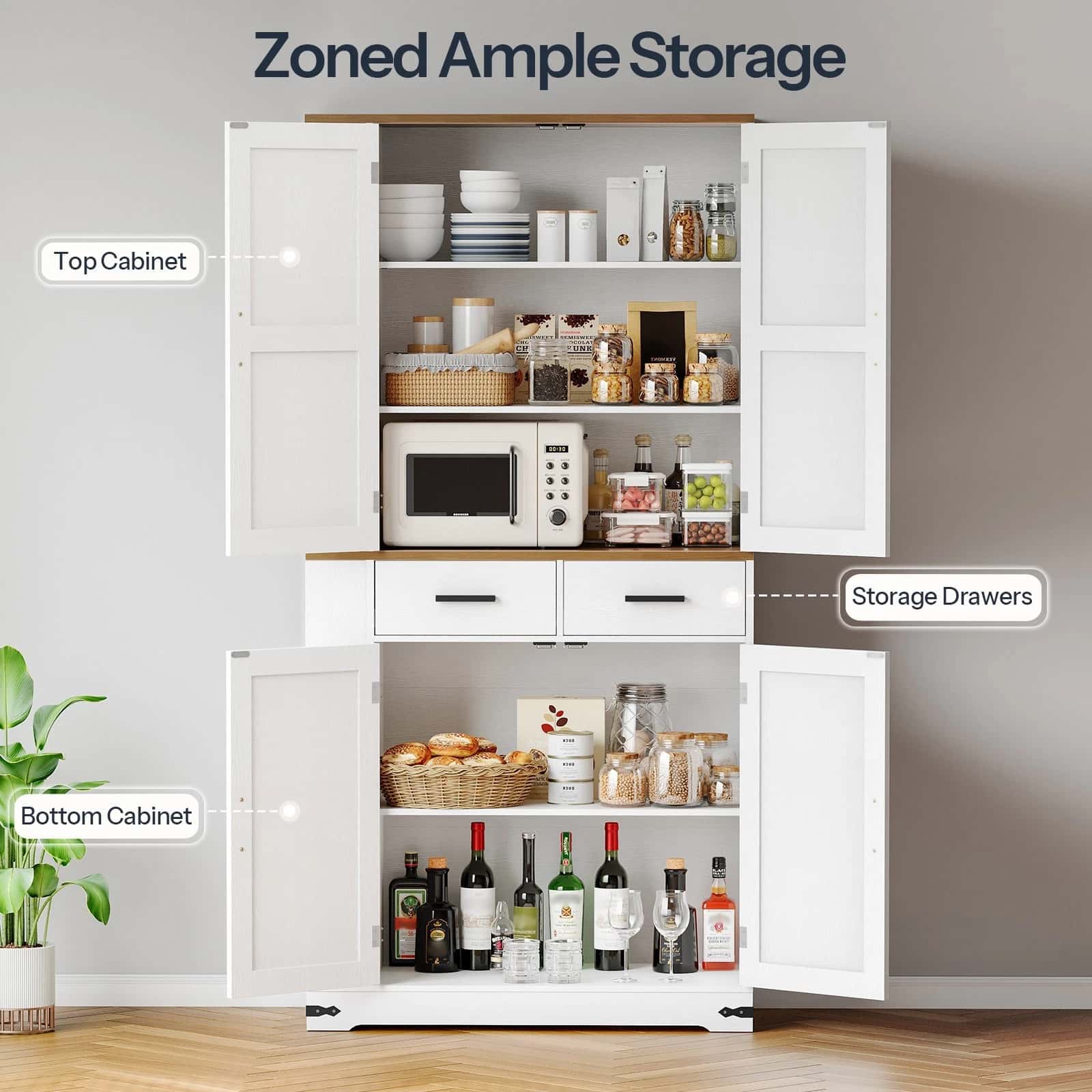 hoobro-armoire-cuisine-blanche-180-cm-garde-manger image 8