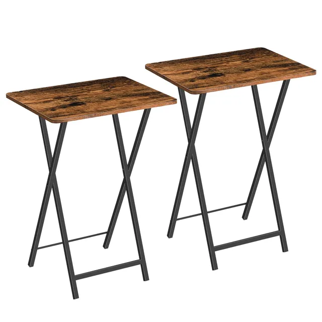 hoobro-tv-tray-tables-tables-pliantes-marron-lot-de-2 image 1