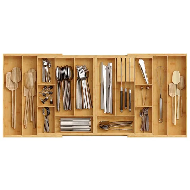 hoobro-range-couverts-bambou-extensible-16-cases-naturel image 1