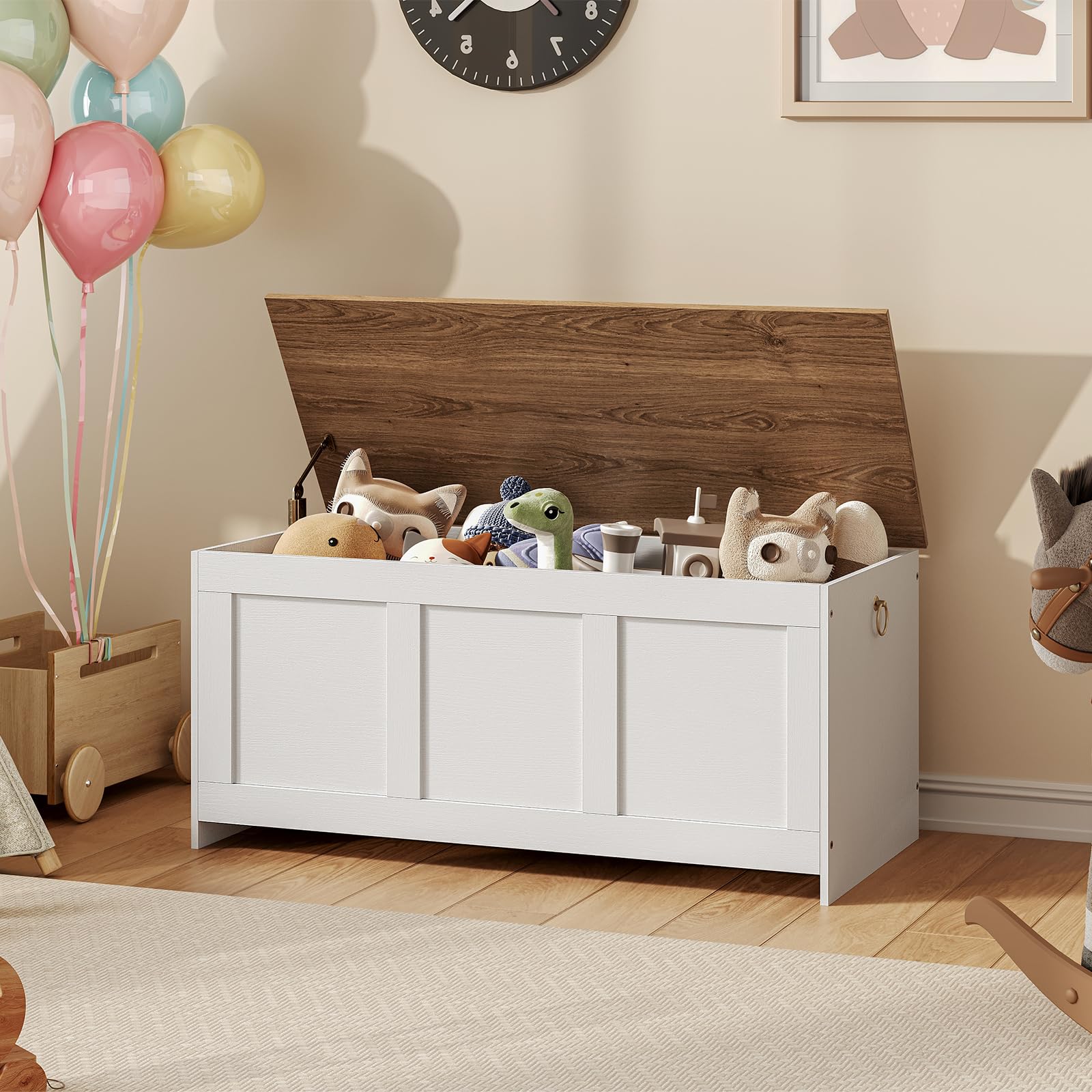 hoobro-storage-benches-coffre-bois-blanc-99-cm image 2