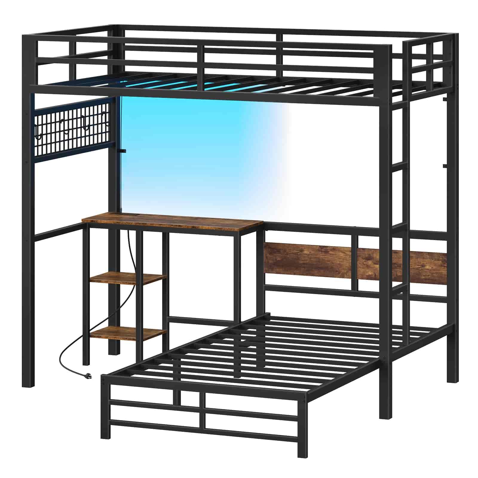 hoobro-lit-superpos-m-tal-marron-bureau-led-prises image 1