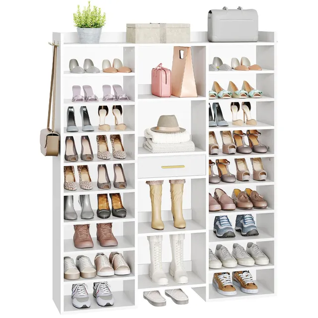 hoobro-shoe-racks-10-niveaux-meuble-chaussures-blanc-33-paires image 1