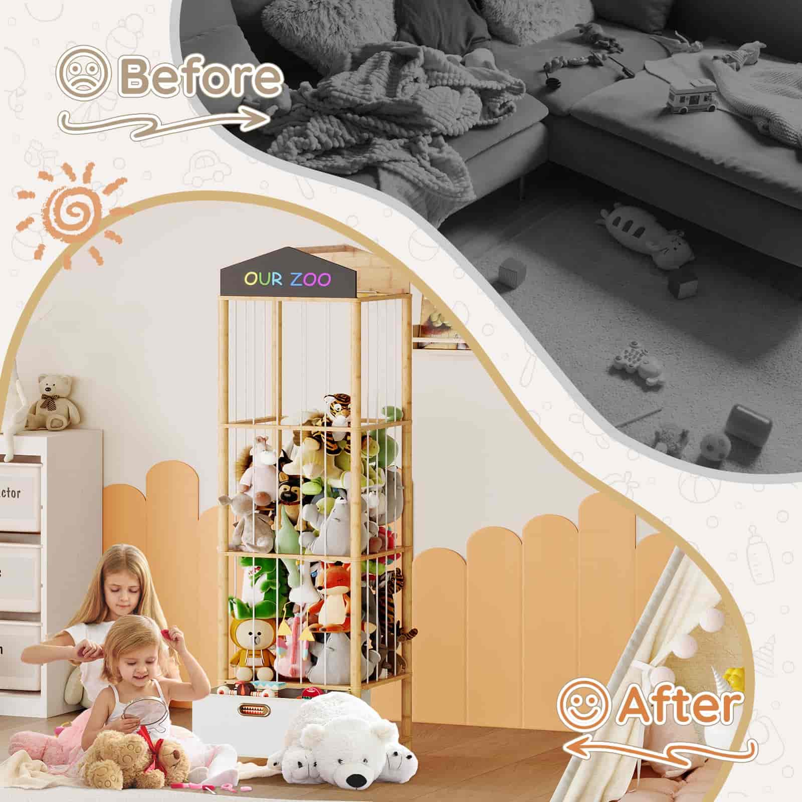 hoobro-kid-s-furniture-rangement-peluches-bambou-naturel image 8