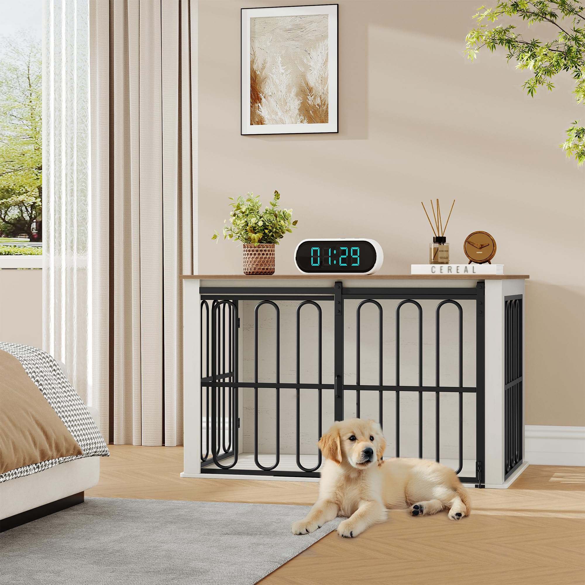 hexcelen-cage-chien-blanc-et-marron-100-cm-appoint image 8
