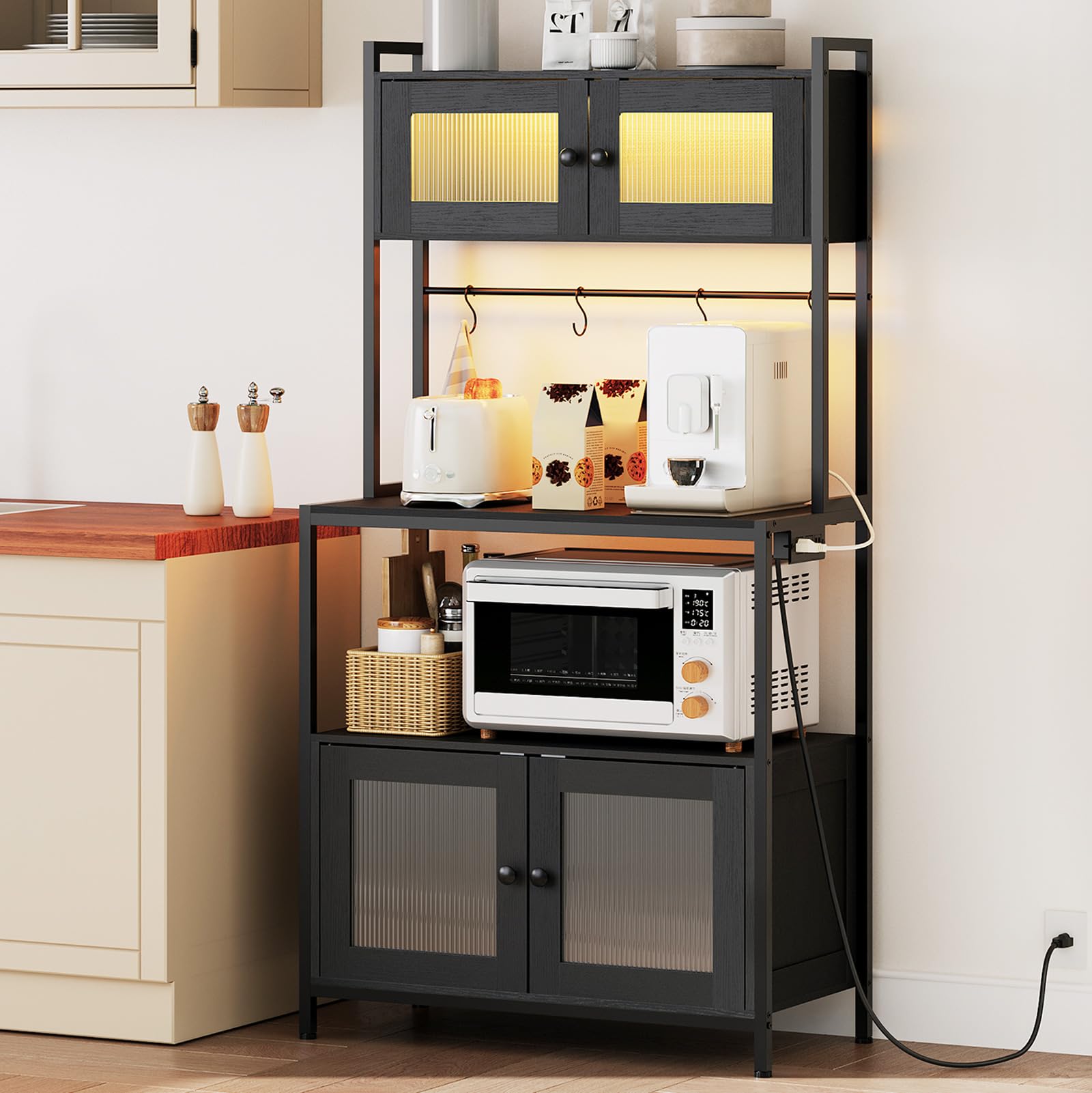 hoobro-kitchen-desserte-cuisine-noire-5-niveaux-led image 2
