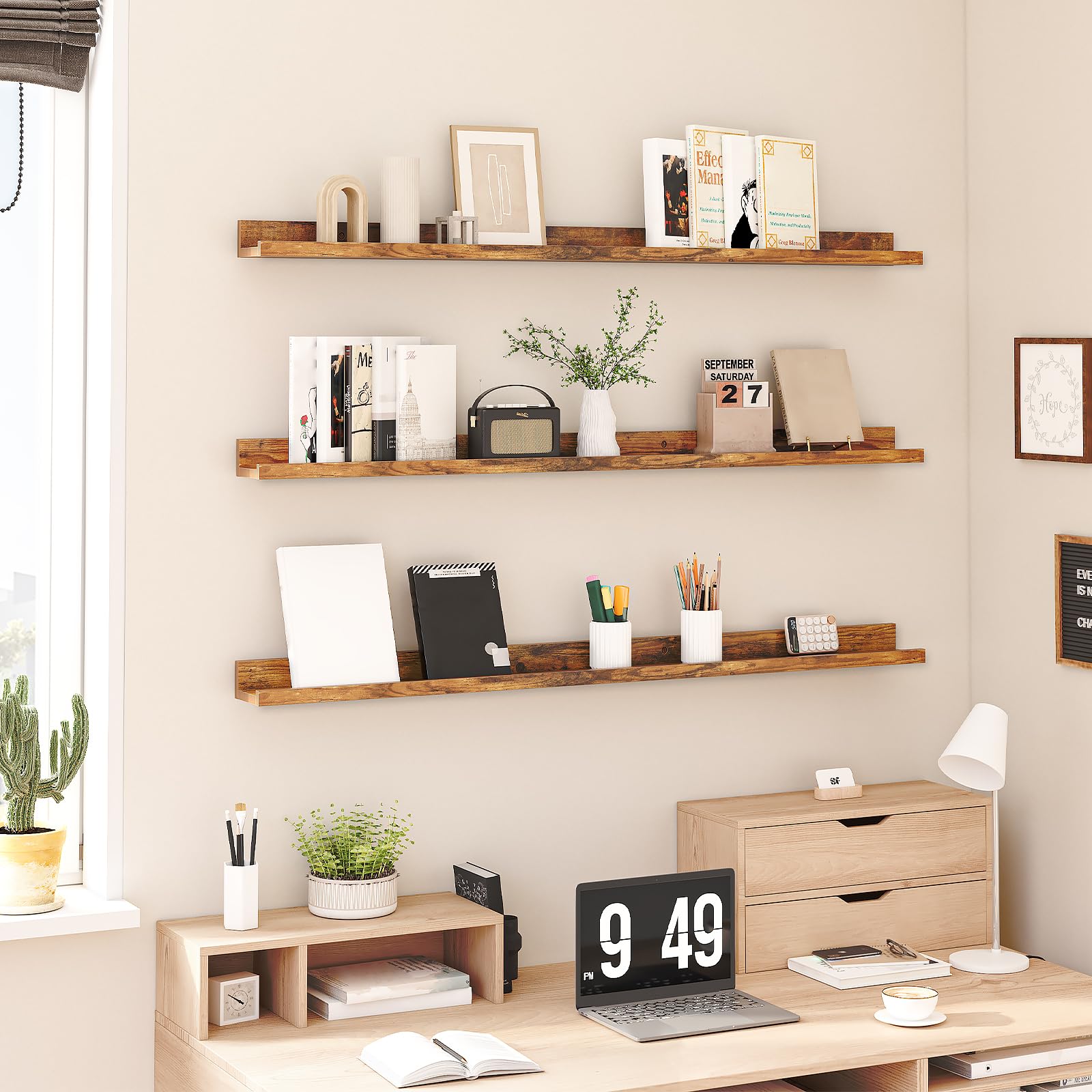 hoobro-storage-racks-tag-re-murale-marron-lot-de-3-longue image 2