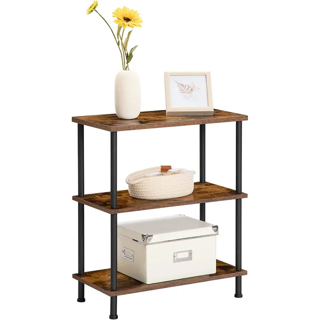 hoobro-side-tables-bout-de-canap-3-niveaux-marron image 1