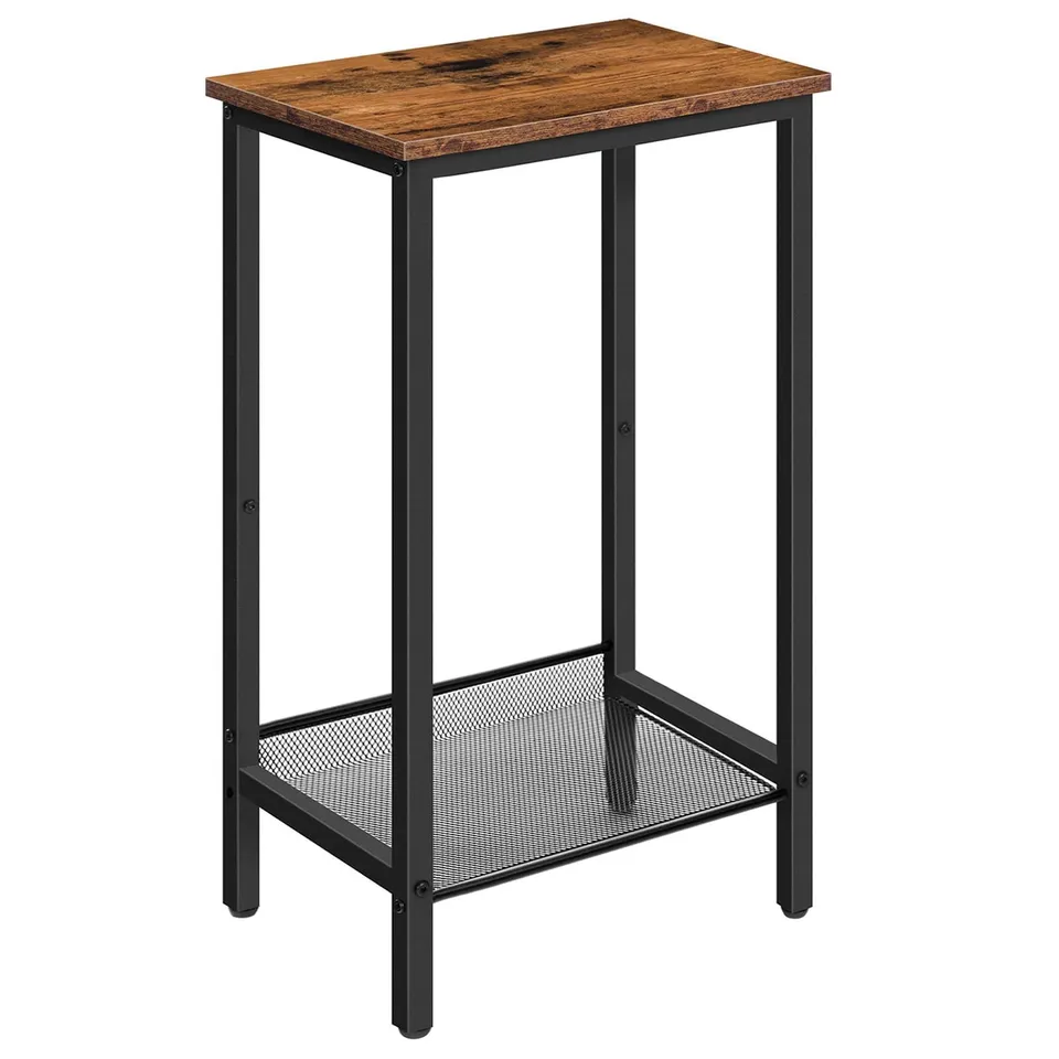 hoobro-table-d-appoint-haute-marron-style-industriel image 1