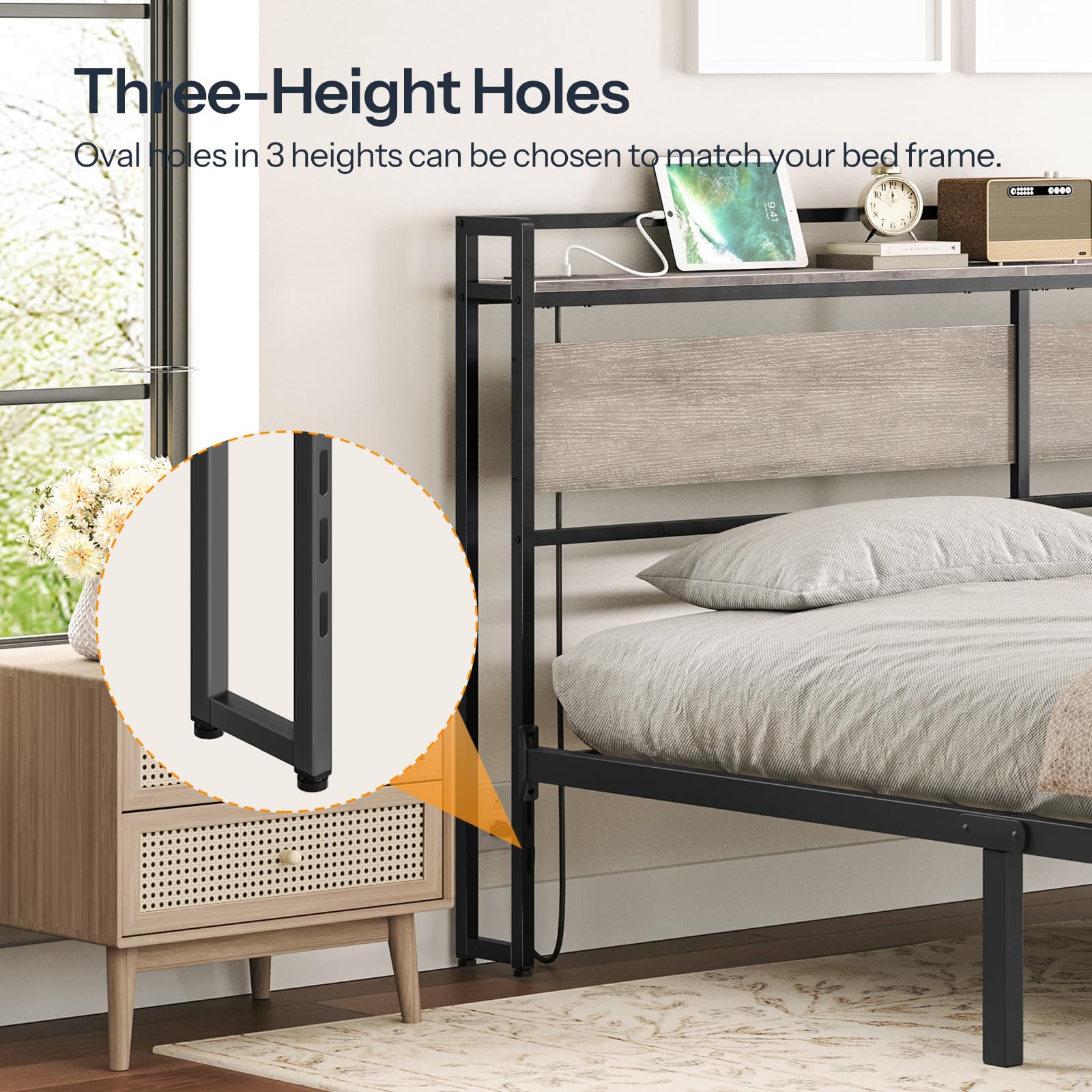 hoobro-headboards-bg98ubh01-t-te-de-lit-king-greige-avec-prises-usb image 2