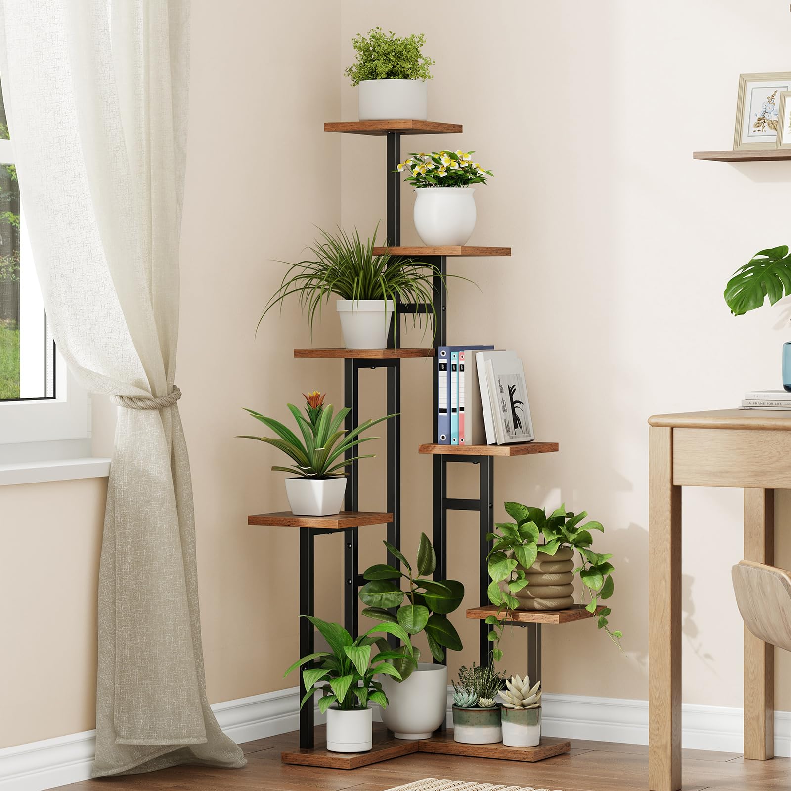 hoobro-storage-racks-porte-plantes-7-niveaux-marron image 2
