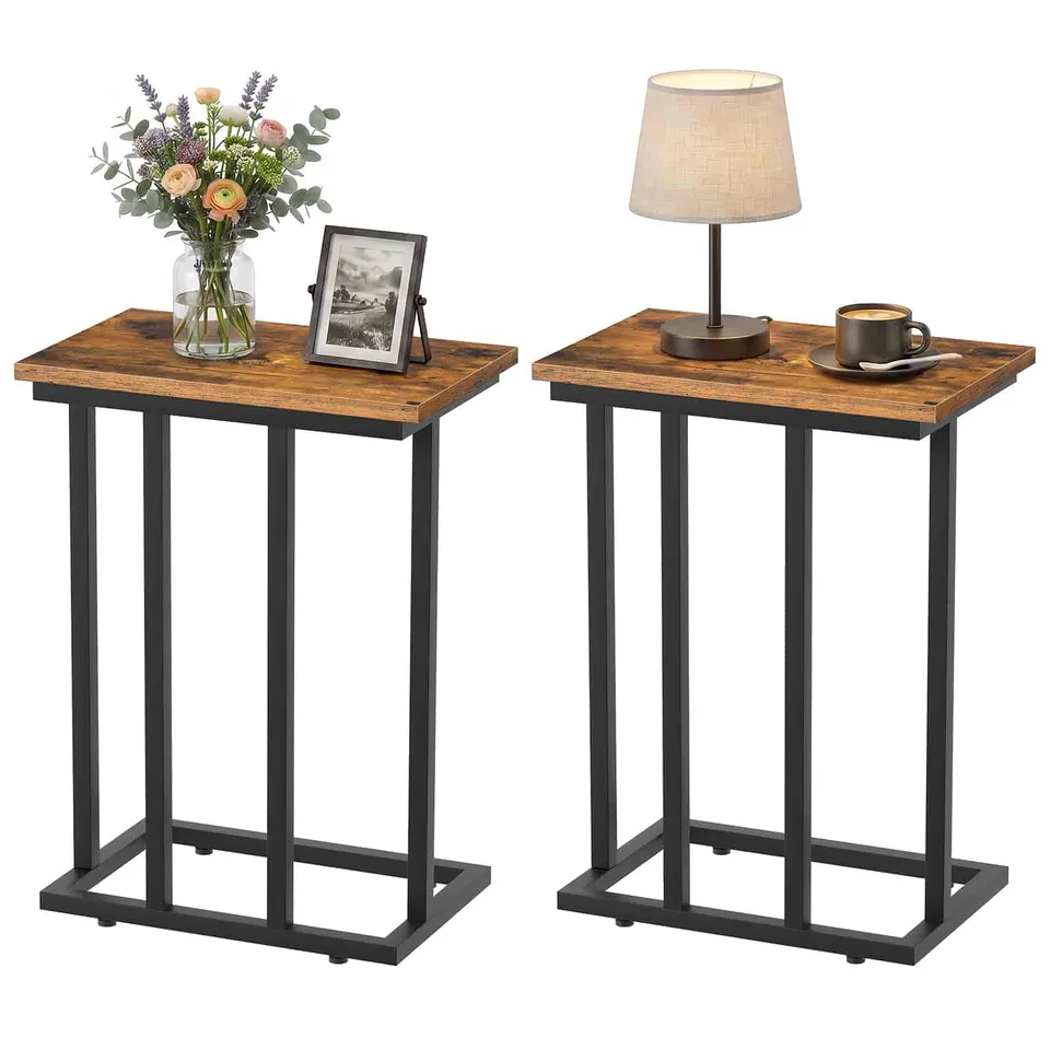 hoobro-table-appoint-en-c-dessus-bois-marron image 1