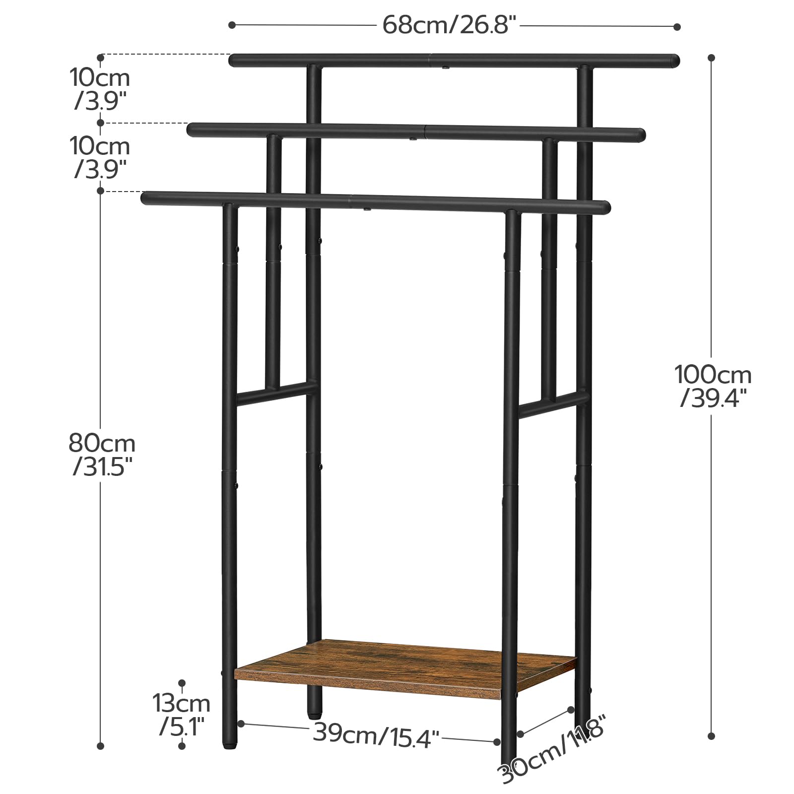 hoobro-porte-serviettes-sur-pied-marron-3-niveaux-100-cm image 3