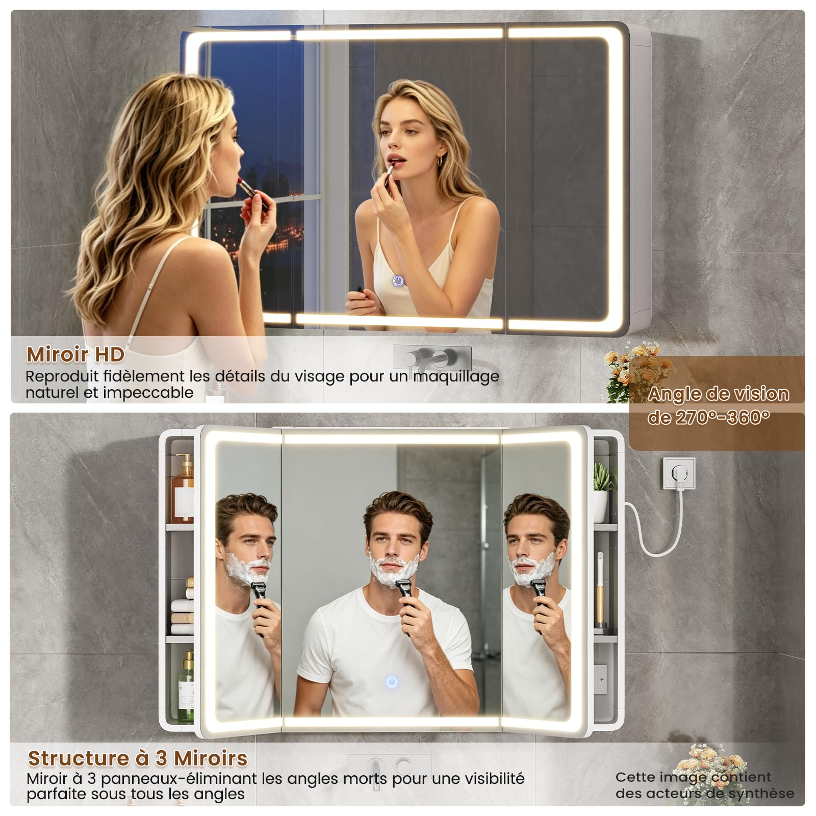 forabamb-armoires-murales-60cm-armoire-miroir-led-3-portes-prise image 3