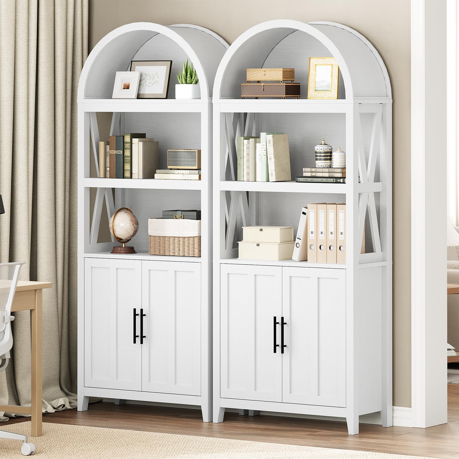hoobro-bookshelves-biblioth-que-blanche-5-niveaux-arche image 4