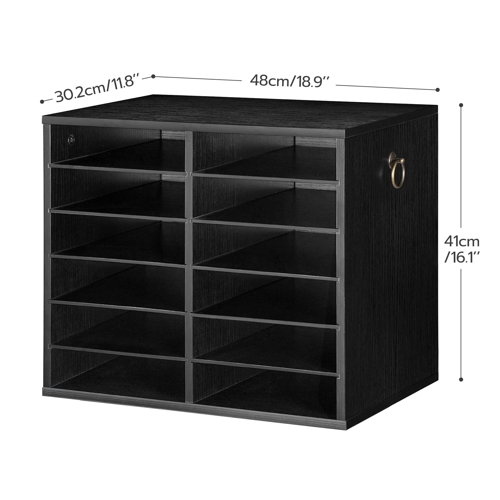 hoobro-meuble-bureau-trieur-courrier-12-casiers-noir-ajustable image 3