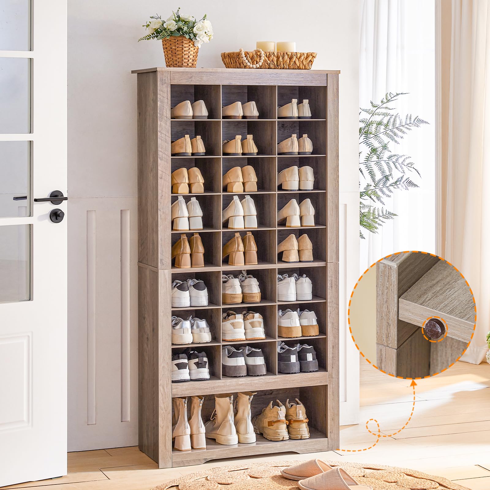 hoobro-shoe-racks-meuble-chaussures-greige-9-niveaux-24-cases image 2