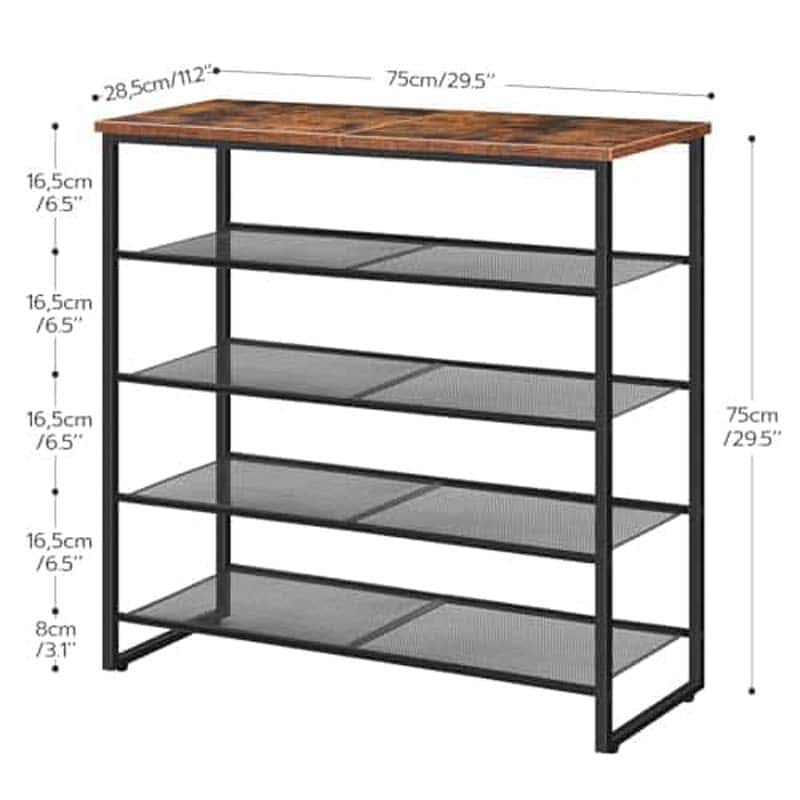 hoobro-shoe-racks-5-niveaux-meuble-chaussures-marron-16-20-paires image 3
