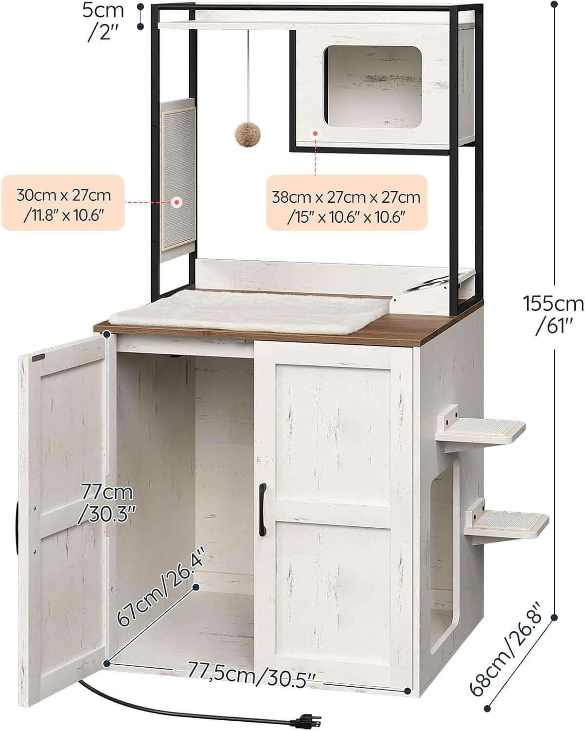 hoobro-pet-furniture-meuble-liti-re-chat-blanc-tour-61-pouces image 3