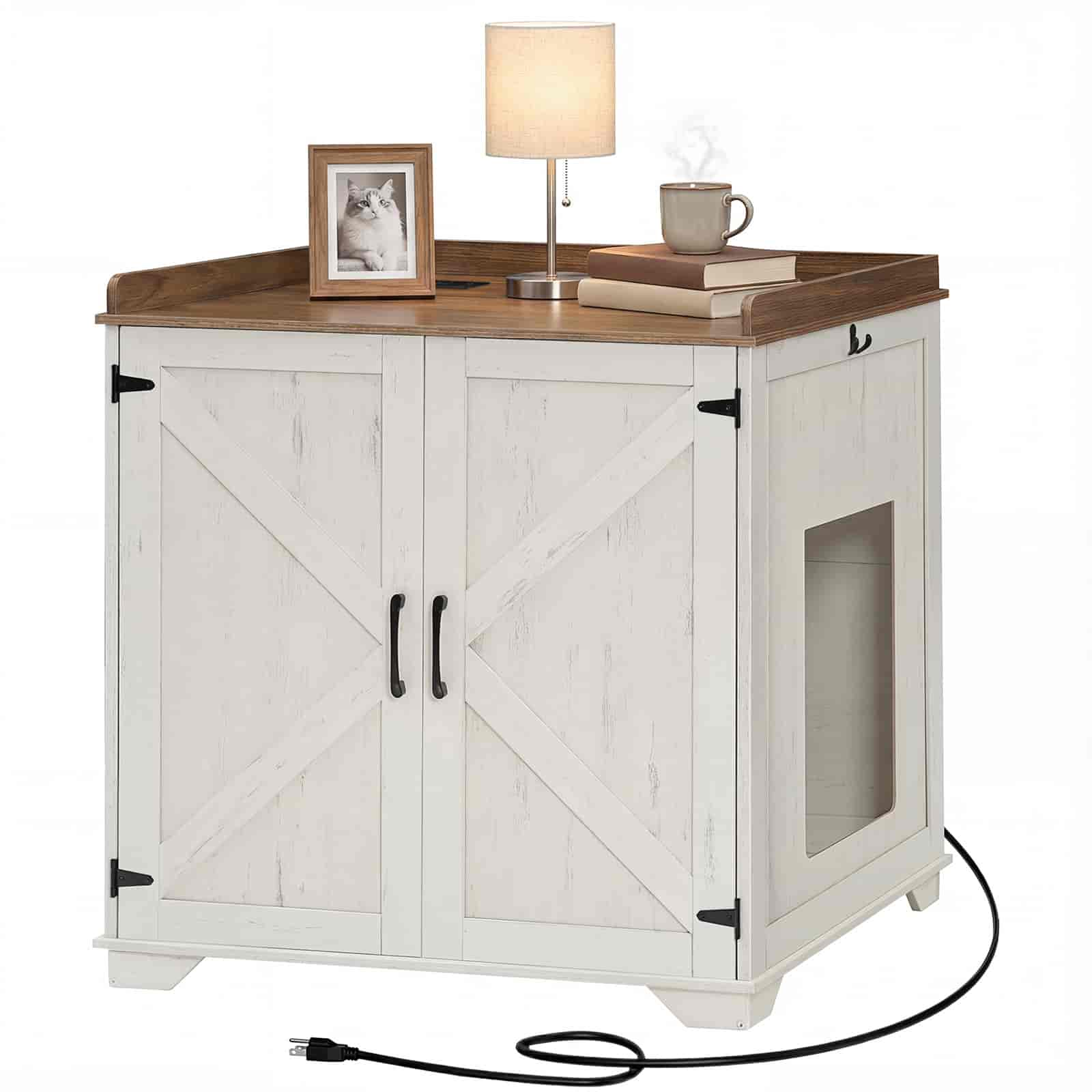hoobro-pet-furniture-meuble-liti-re-automatique-blanc-prises image 1