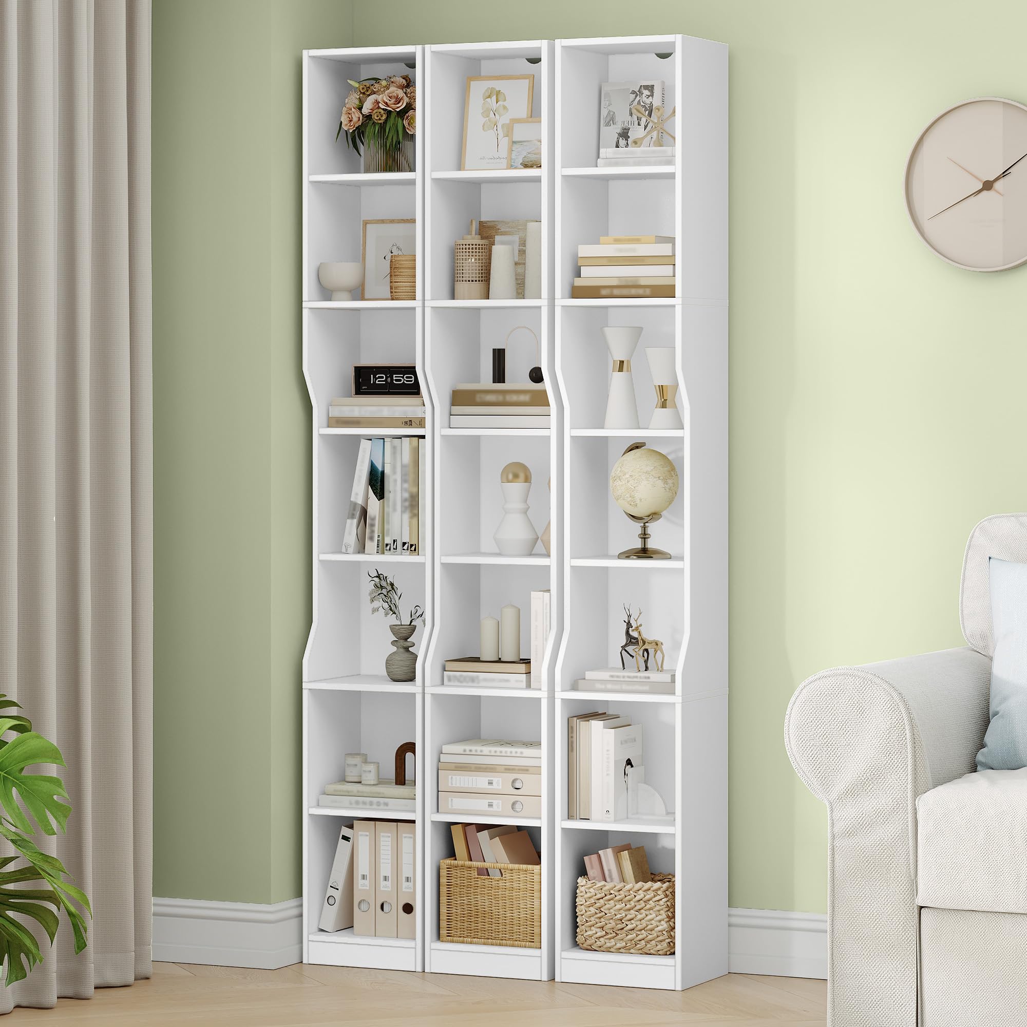 hexcelen-biblioth-que-tag-re-7-niveaux-blanc-28x30x208-cm image 7