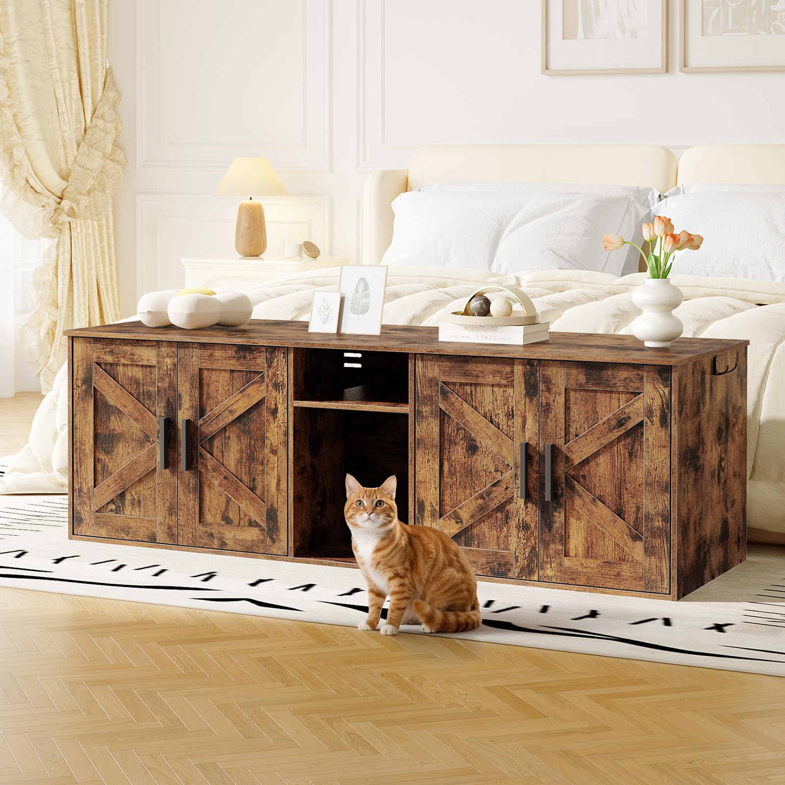hoobro-pet-furniture-meuble-liti-re-double-marron-2-bacs image 4