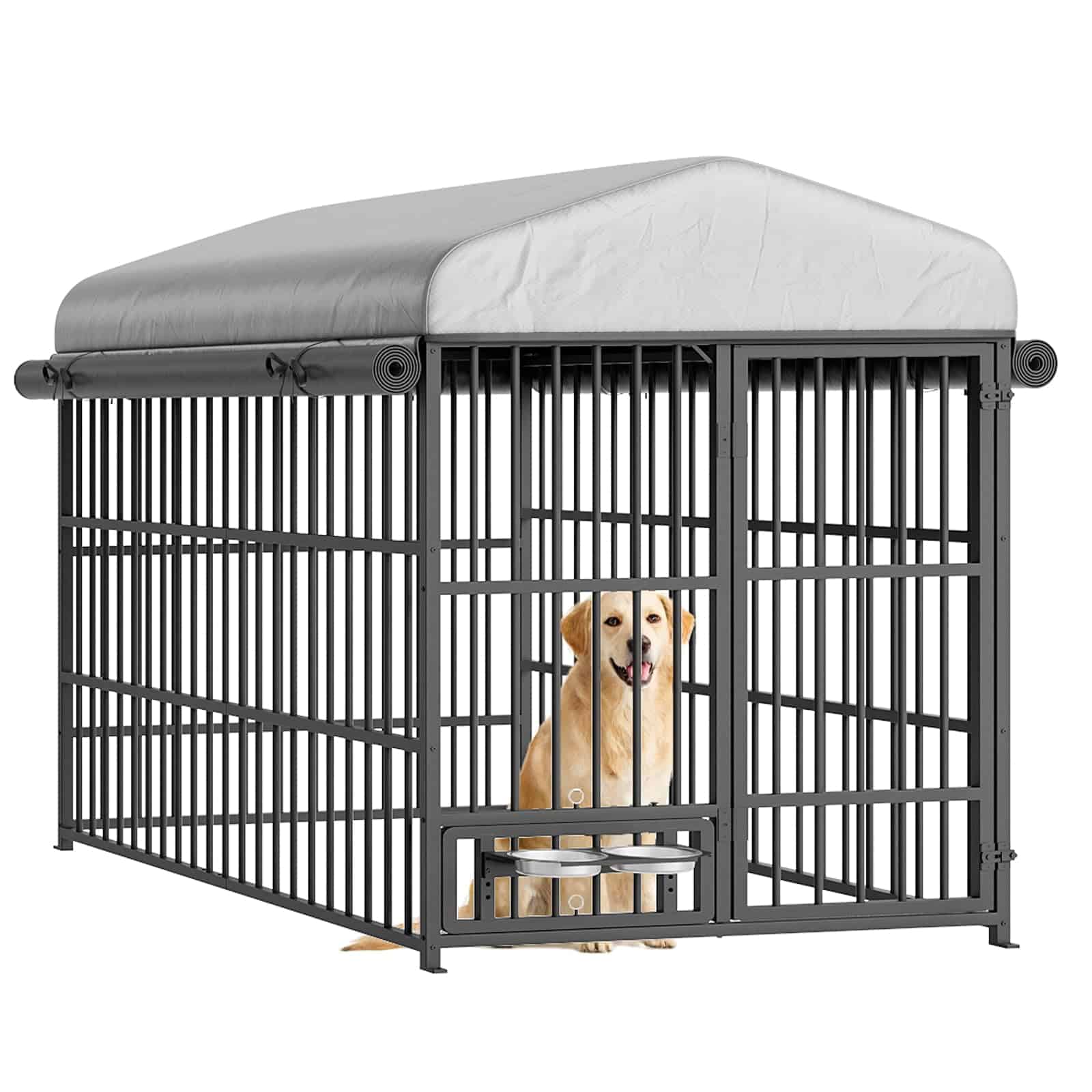 hoobro-pet-furniture-chenil-grand-gris-b-che-gamelles image 1