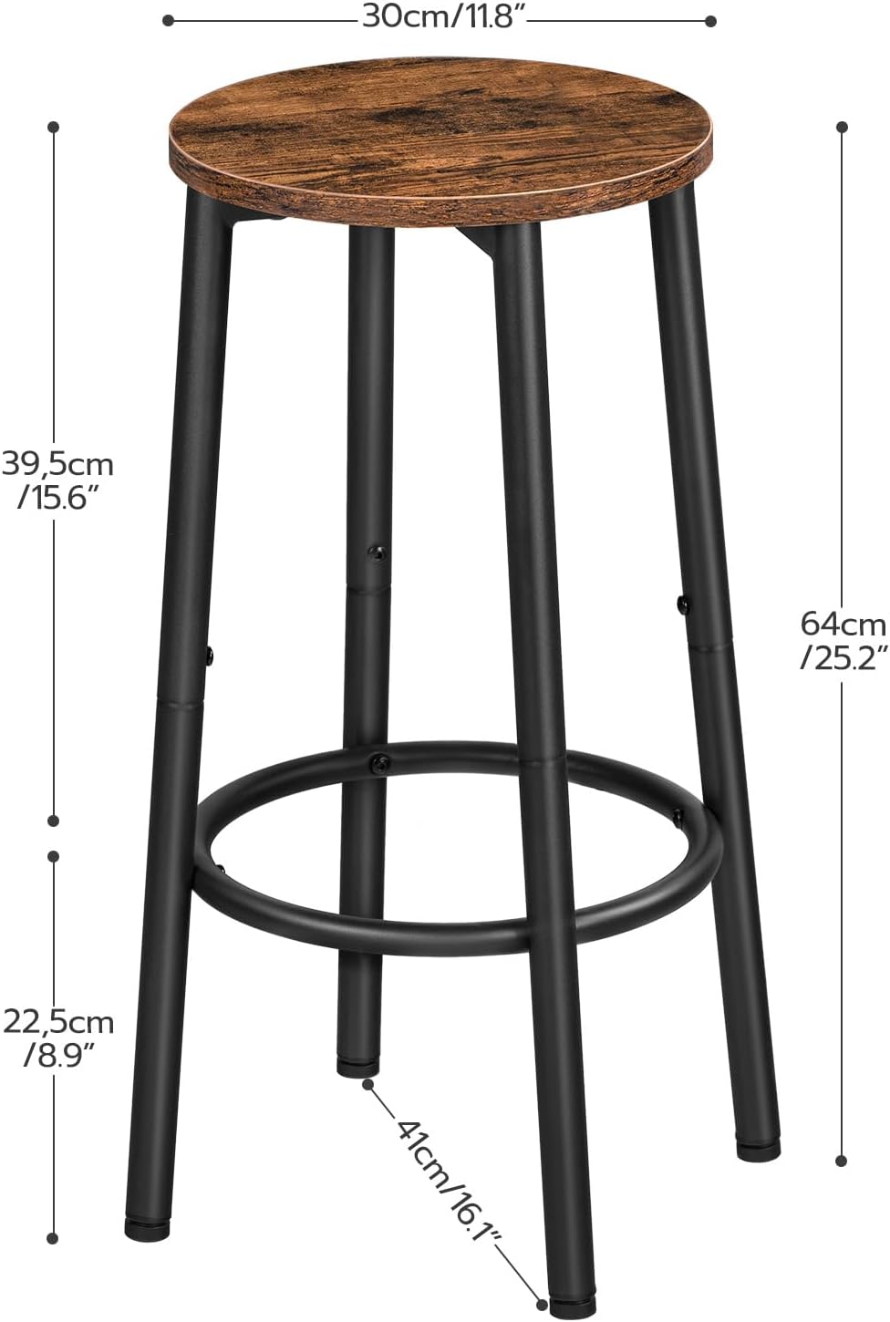 hoobro-tabourets-de-bar-ronds-marron-lot-de-2-avec-repose-pieds image 3