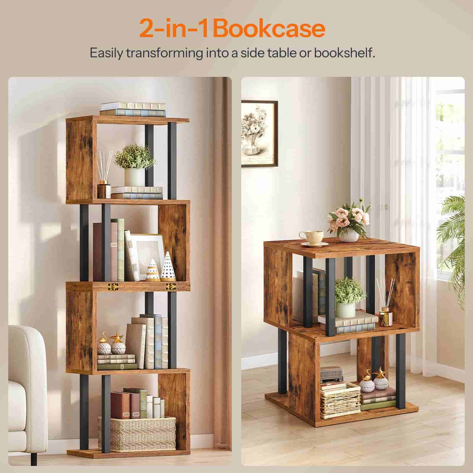 hoobro-biblioth-que-marron-5-niveaux-forme-s-industriel image 5