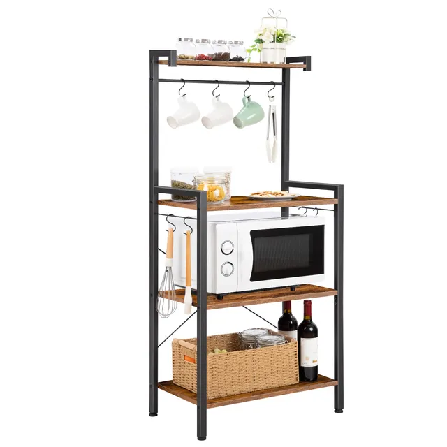 hoobro-kitchen-furniture-desserte-cuisine-4-niveaux-marron image 1