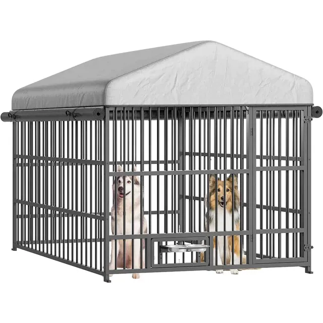 hoobro-chenil-ext-rieur-chien-argent-avec-b-che image 1