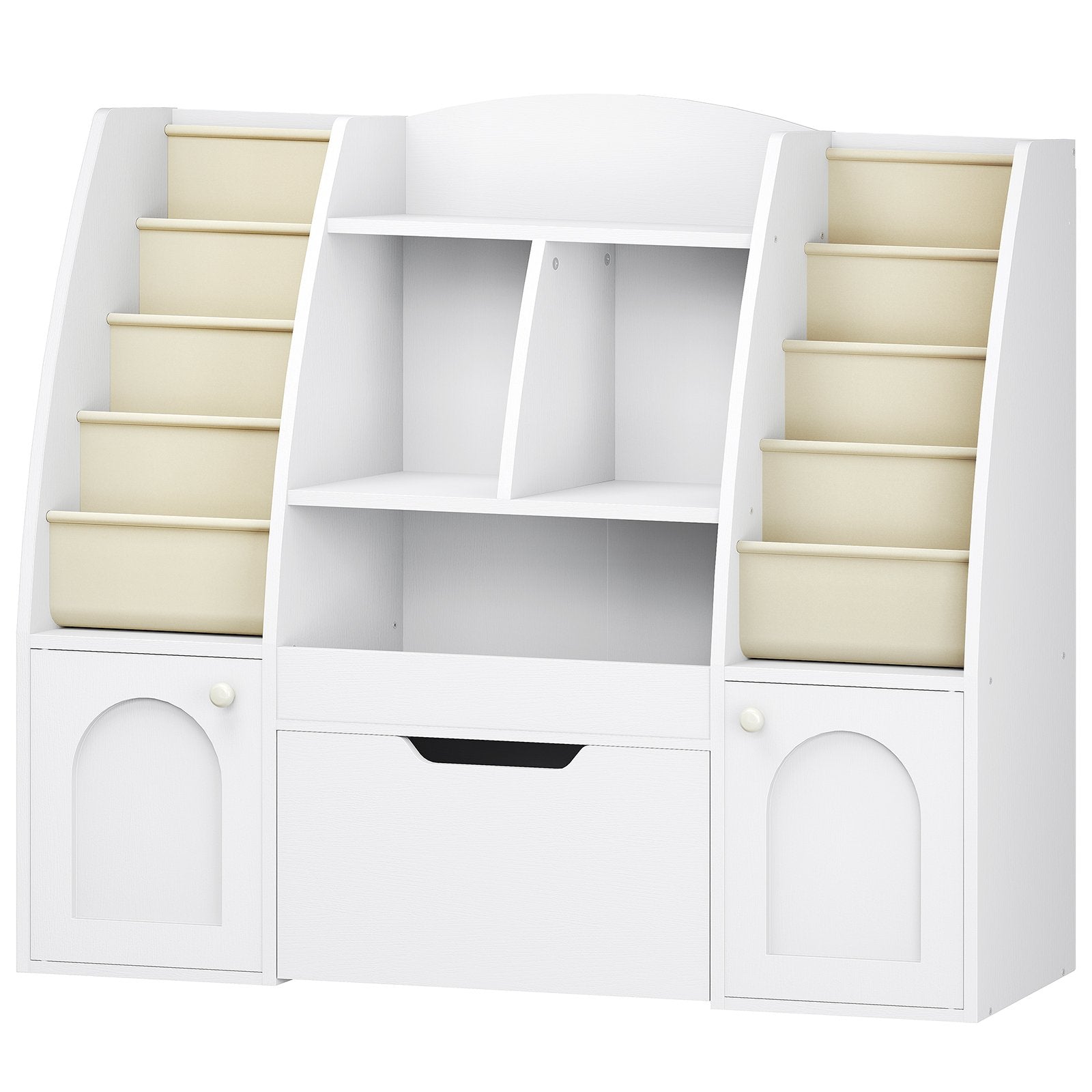 hoobro-biblioth-que-enfant-rangement-jouets-blanc-2-en-1 image 3