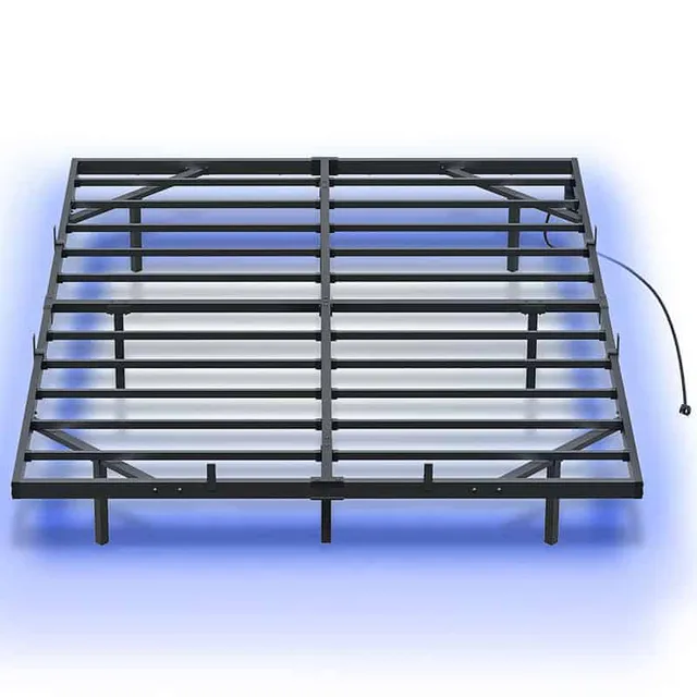 hoobro-bed-frames-lit-flottant-noir-140x190-led-usb image 1