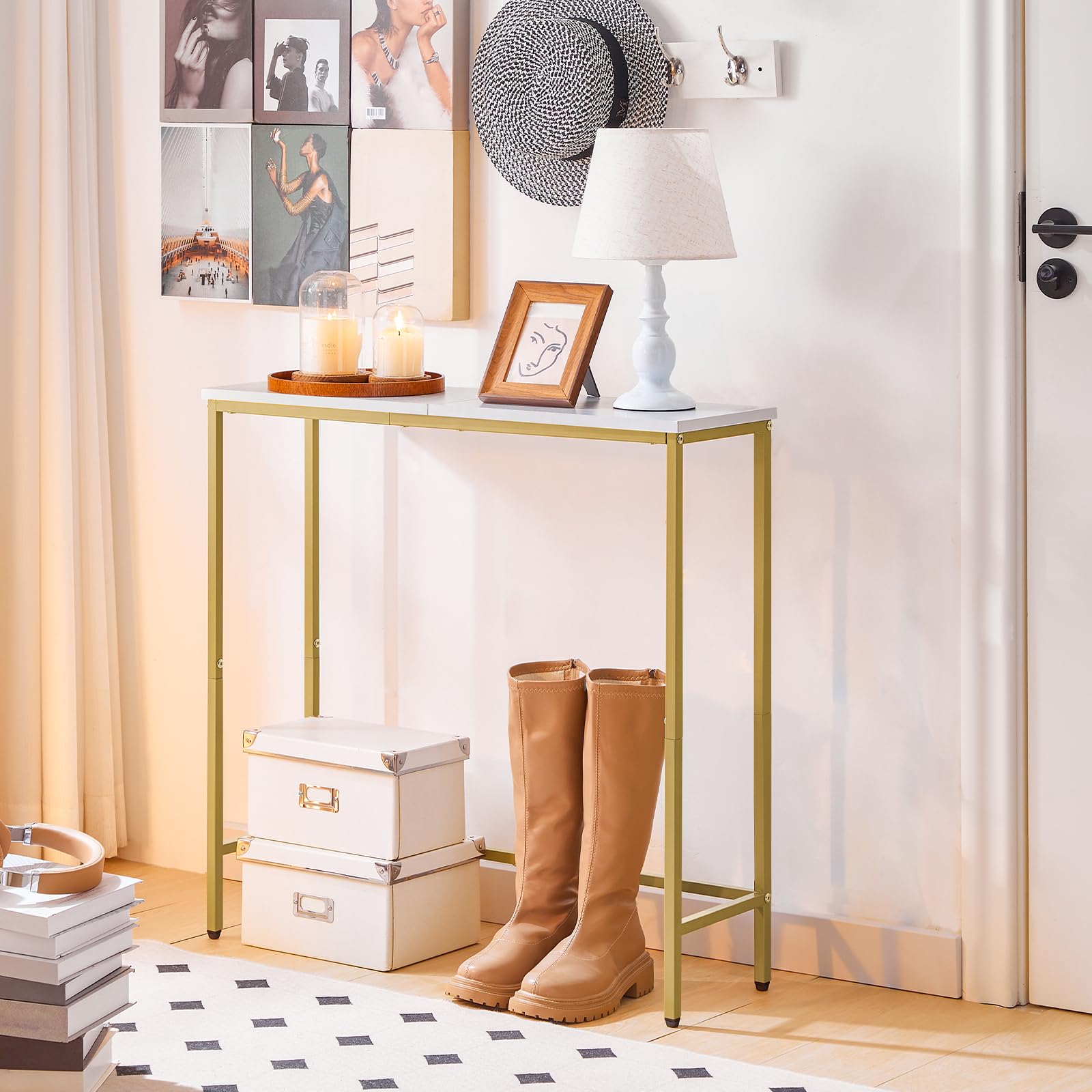hoobro-console-table-console-dor-e-75-cm-troite-bois-et-m-tal image 2