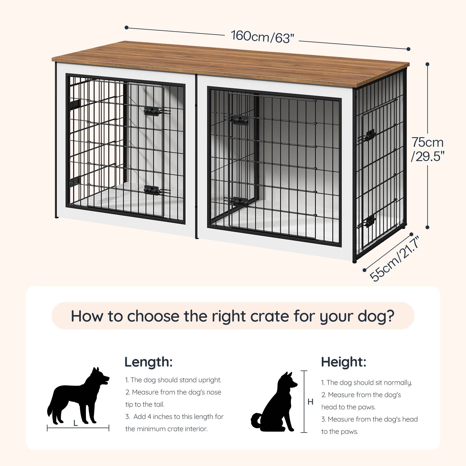 hoobro-niche-chien-bois-blanc-meuble-cage-avec-s-paration image 4