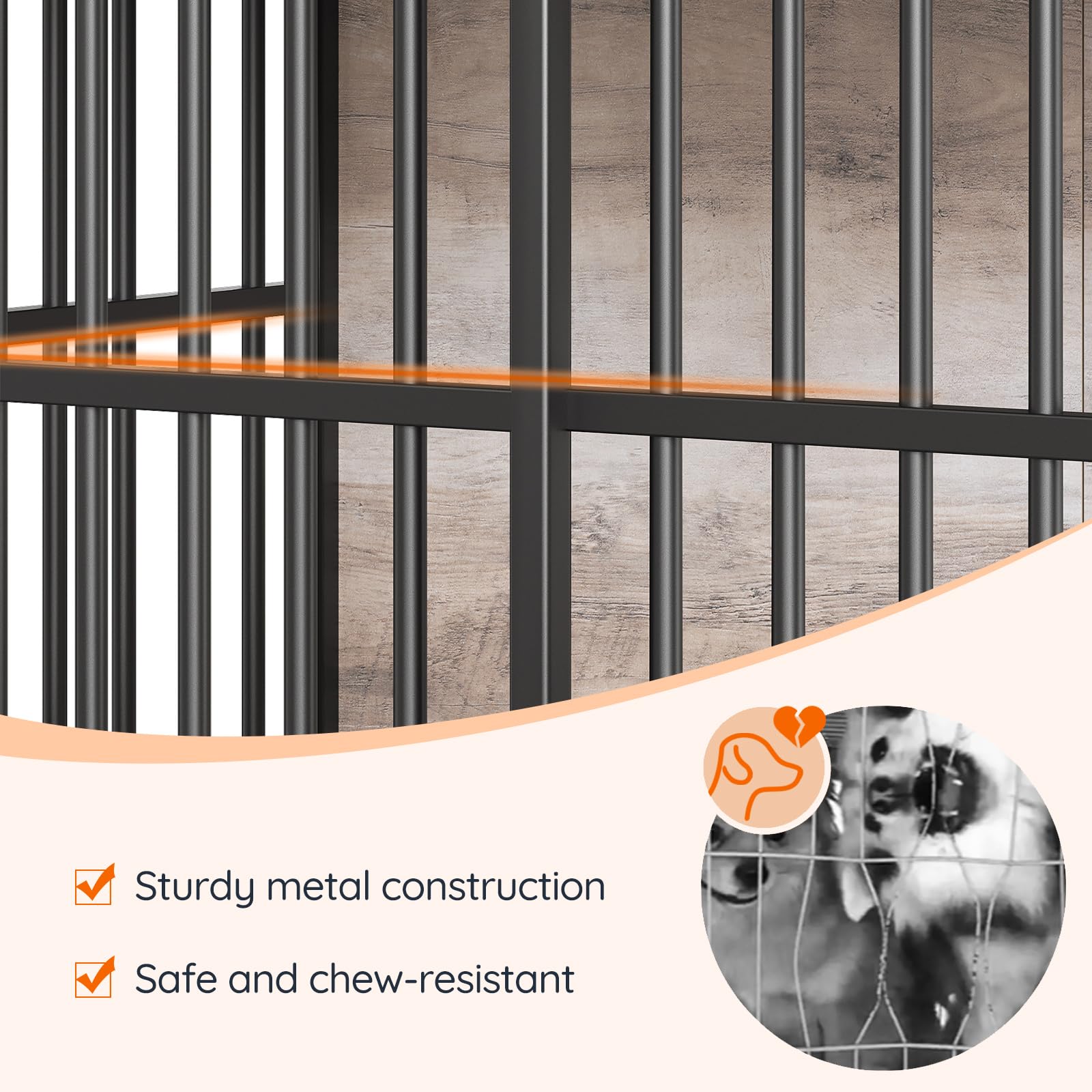 hoobro-cage-chien-bois-gris-porte-coulissante-niche-int-rieure image 8